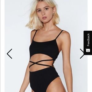 nasty gal black strappy cut out bodysuit